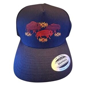 Pendleton The Classics Snapback Bison Buffalo Hat Blue Cotton Adjustable Yupoong